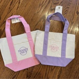Trader Joe’s Pink and Purple mini Tote Bags new
